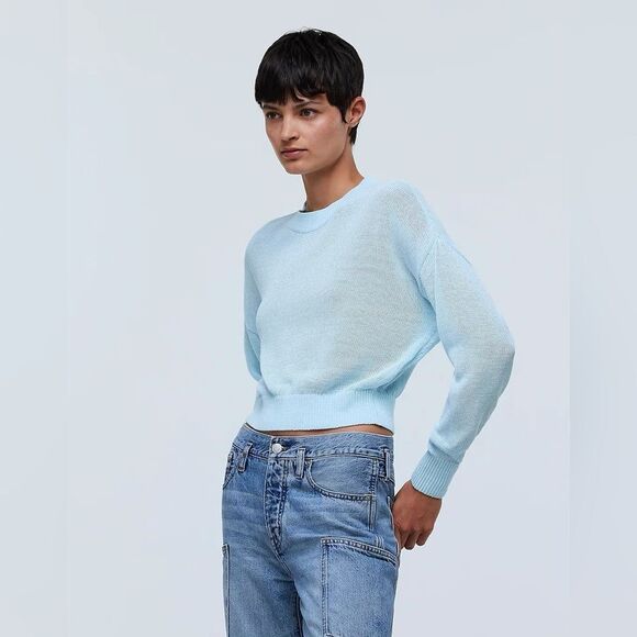 NWT Madewell Loose Knit Crewneck Sweater in Clarity Blue - Picture 1 of 9